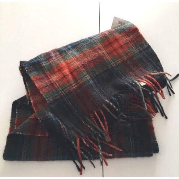 NWT‎ NEW 100% CASHMERE Men's scarf PLAID Red Green Black Great GIFT - Picture 2 of 5